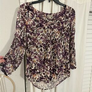 Lucky Brand Purple and White Floral Blouse